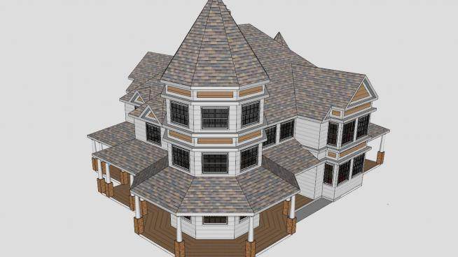 维多利亚式房子建筑SU模型下载_sketchup草图大师SKP模型