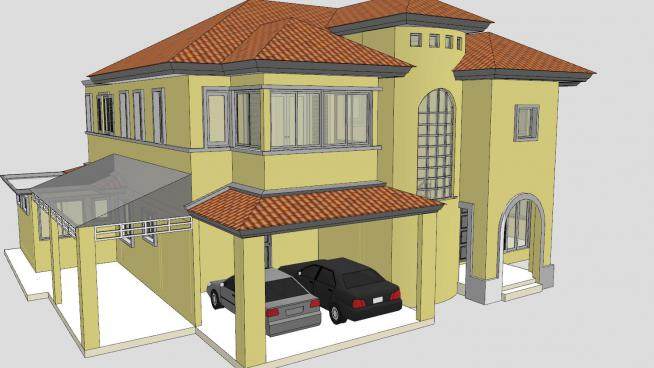 家庭住宅房子SU模型下载_sketchup草图大师SKP模型