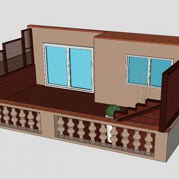 巴塞罗那俱乐部露台建筑SU模型下载_sketchup草图大师SKP模型