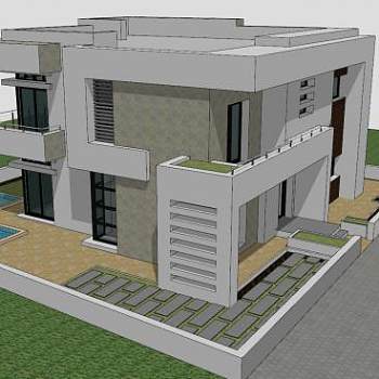 户外别墅外观建筑SU模型下载_sketchup草图大师SKP模型