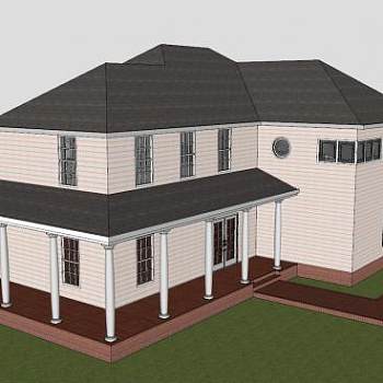 梦想别墅建筑SU模型下载_sketchup草图大师SKP模型