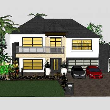 现代豪宅建筑SU模型下载_sketchup草图大师SKP模型