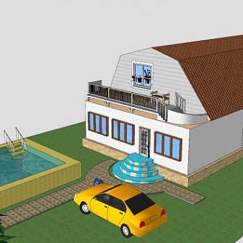 豪宅建筑别墅SU模型下载_sketchup草图大师SKP模型