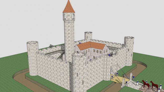 现代城堡别墅建筑SU模型下载_sketchup草图大师SKP模型