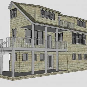 现代别墅建筑外观SU模型下载_sketchup草图大师SKP模型