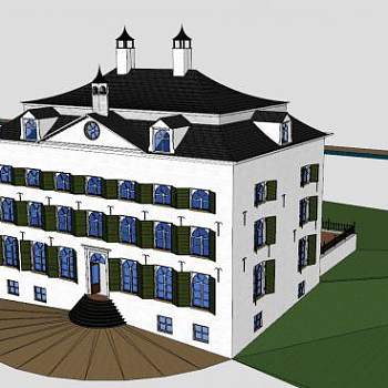 迪斯尼别墅建筑SU模型下载_sketchup草图大师SKP模型