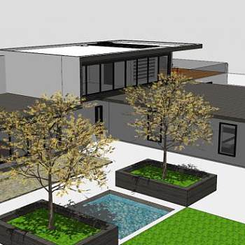 现代化房子建筑别墅SU模型下载_sketchup草图大师SKP模型