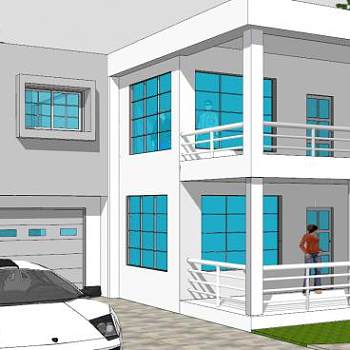现代简约房子别墅SU模型下载_sketchup草图大师SKP模型