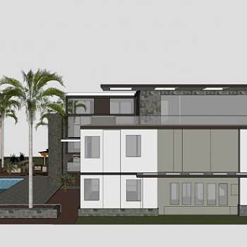 现代住宅大厦户外建筑SU模型下载_sketchup草图大师SKP模型