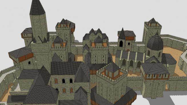 巨大城堡主题建筑SU模型下载_sketchup草图大师SKP模型