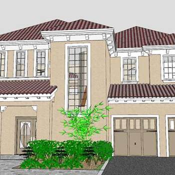 地中海住宅建筑SU模型下载_sketchup草图大师SKP模型