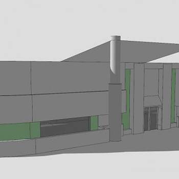 现代双层旅馆建筑SU模型下载_sketchup草图大师SKP模型