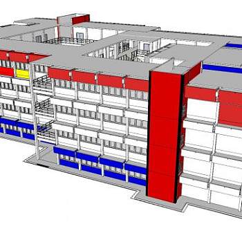 新建筑街区楼房建筑SU模型下载_sketchup草图大师SKP模型