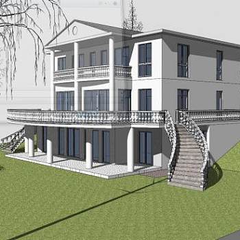 简欧别墅建筑SU模型下载_sketchup草图大师SKP模型