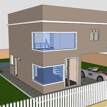 现代化别墅房子建筑SU模型下载_sketchup草图大师SKP模型