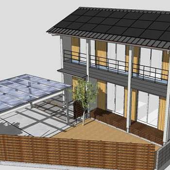 现代化别墅户外建筑SU模型下载_sketchup草图大师SKP模型