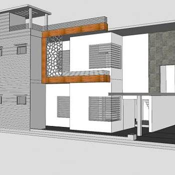 现代化别墅住宅SU模型下载_sketchup草图大师SKP模型