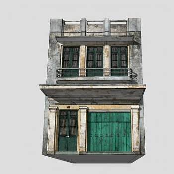 老式房子建筑别墅SU模型下载_sketchup草图大师SKP模型