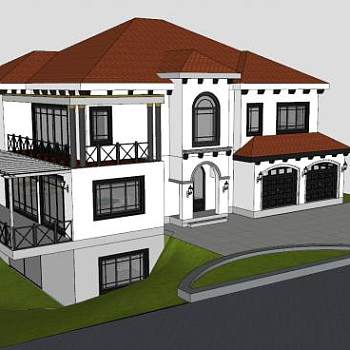 欧式房子别墅建筑SU模型下载_sketchup草图大师SKP模型