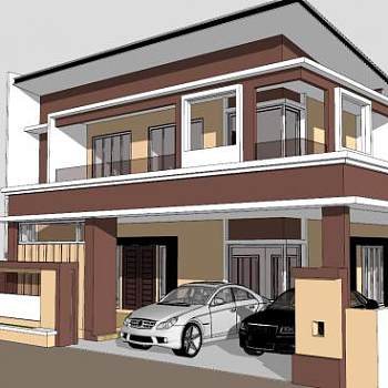 半独立建筑SU模型下载_sketchup草图大师SKP模型