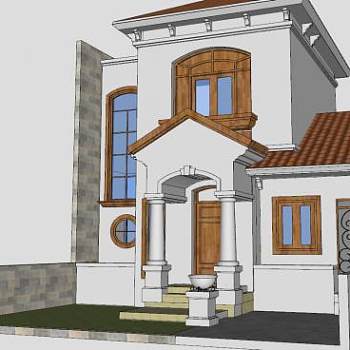 汤豪斯别墅建筑SU模型下载_sketchup草图大师SKP模型