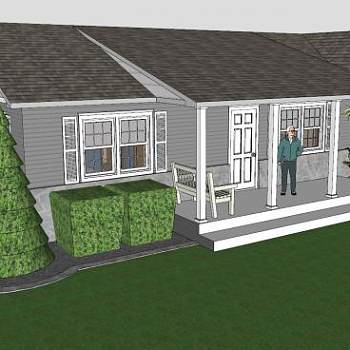 别墅牧场小屋建筑SU模型下载_sketchup草图大师SKP模型