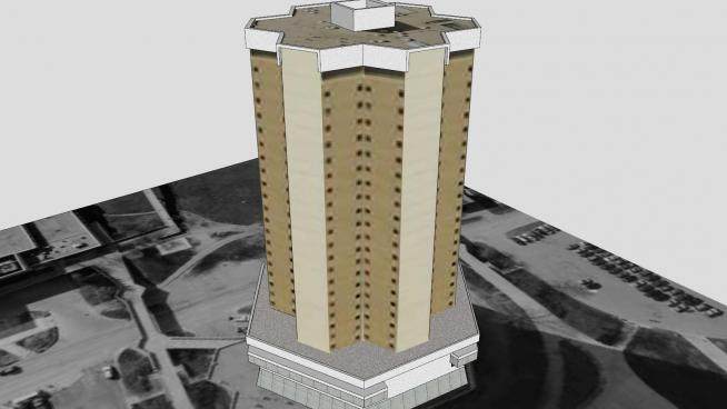 莫里尔现代塔楼建筑SU模型下载_sketchup草图大师SKP模型