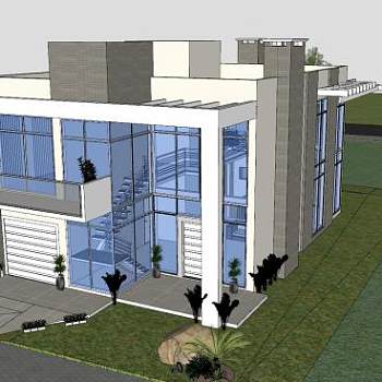 住宅外观建筑别墅SU模型下载_sketchup草图大师SKP模型