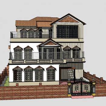 我的别墅简欧建筑SU模型下载_sketchup草图大师SKP模型