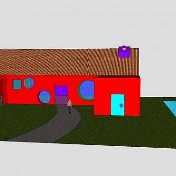 克莱尔房子泳池建筑SU模型下载_sketchup草图大师SKP模型