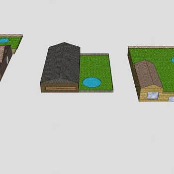 三户独栋房屋建筑SU模型下载_sketchup草图大师SKP模型