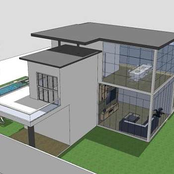 现代房子别墅建筑户外住宅SU模型下载_sketchup草图大师SKP模型