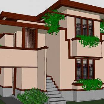 美国房屋别墅SU模型下载_sketchup草图大师SKP模型