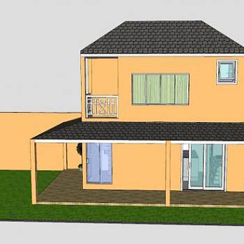 联排别墅住宅现代建筑SU模型下载_sketchup草图大师SKP模型