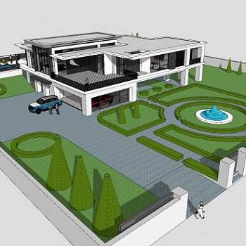 现代景观户外别墅建筑SU模型下载_sketchup草图大师SKP模型