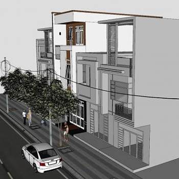 房子街道别墅建筑SU模型下载_sketchup草图大师SKP模型