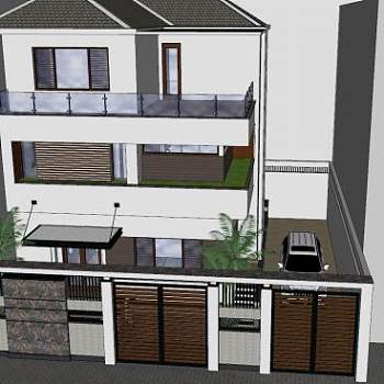 住宅别墅户外建筑SU模型下载_sketchup草图大师SKP模型