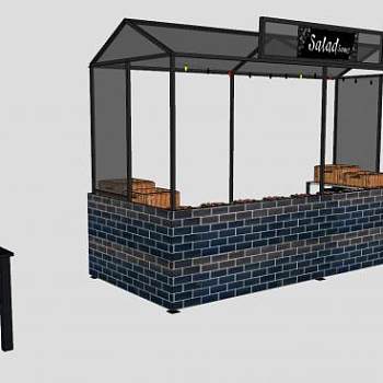 市场上卖沙拉的街边小摊SU模型下载_sketchup草图大师SKP模型