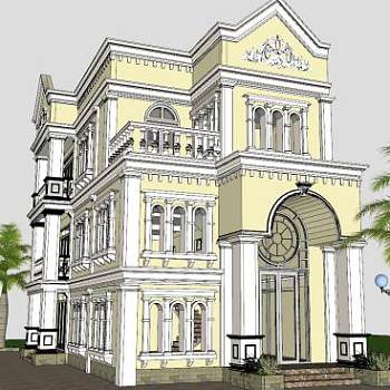 法国风格房子建筑SU模型下载_sketchup草图大师SKP模型