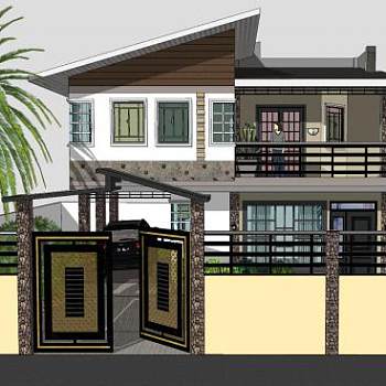 现代之家公寓建筑SU模型下载_sketchup草图大师SKP模型