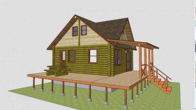 木屋房子建筑SU模型下载_sketchup草图大师SKP模型