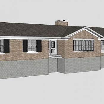 郊区牧场住宅建筑SU模型下载_sketchup草图大师SKP模型