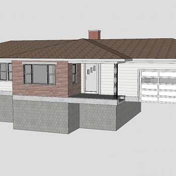 老式中期牧场住宅SU模型下载_sketchup草图大师SKP模型