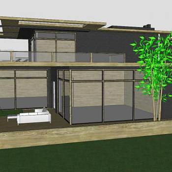户外豪宅房子建筑SU模型下载_sketchup草图大师SKP模型