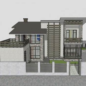 现代别墅小建筑SU模型下载_sketchup草图大师SKP模型