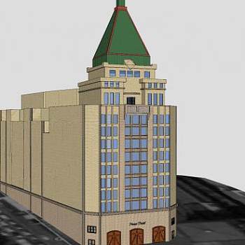 上海和平饭店建筑大楼SU模型下载_sketchup草图大师SKP模型