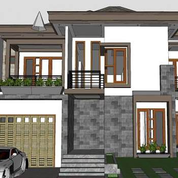 极简房子别墅建筑SU模型下载_sketchup草图大师SKP模型