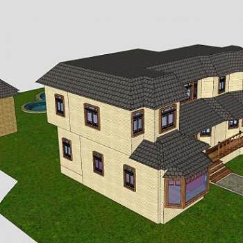 老房子建筑别墅SU模型下载_sketchup草图大师SKP模型