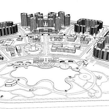 城市规划小区楼房建筑SU模型下载_sketchup草图大师SKP模型