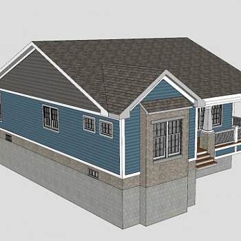 新传统农舍建筑SU模型下载_sketchup草图大师SKP模型